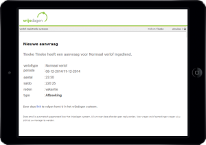 Vrijedagen voorbeeld verlofregistratie systeem