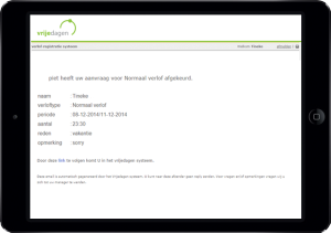 Vrijedagen voorbeeld verlofregistratie systeem